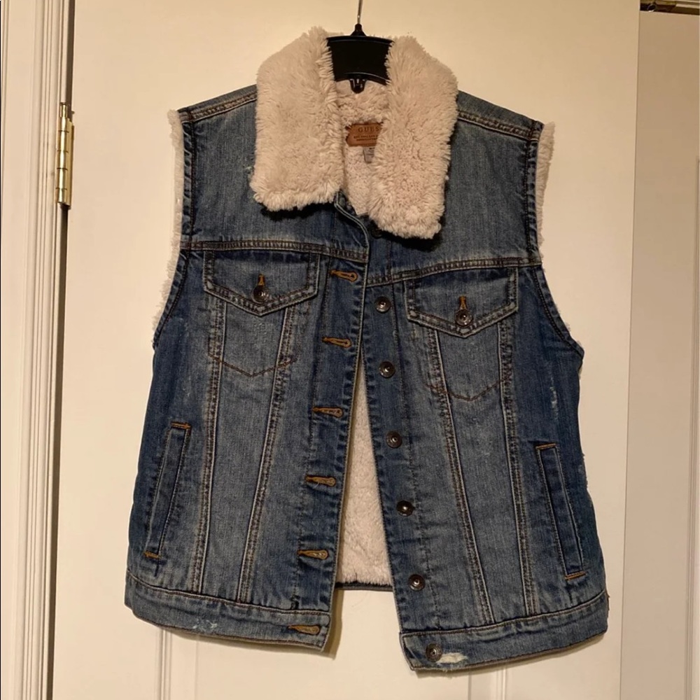 GUESS denim fur vest